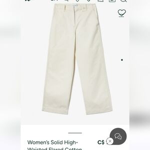 Lacoste Women's Cream  High-Waisted Cotton Pants W/Straight/Flare.  Size 40(8)